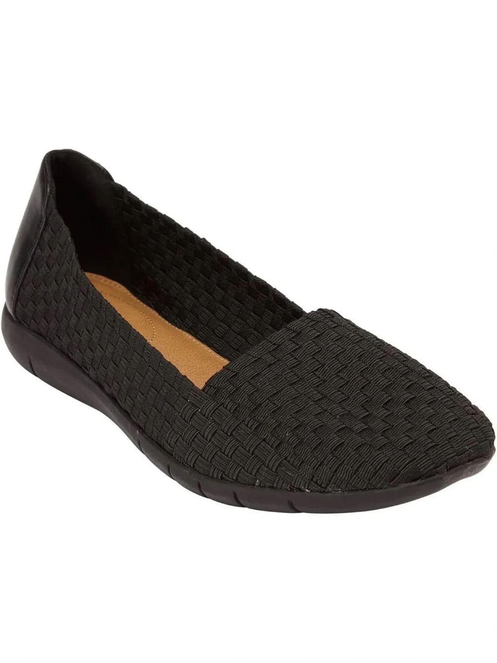 Comfortview Women’s 8.5M Black Woven Stretch Slip-On Flats Comfort Shoes - Picture 6 of 9